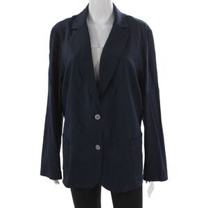 Estelle & Finn Women Blazer Linen Blue Long Sleeve Size 16